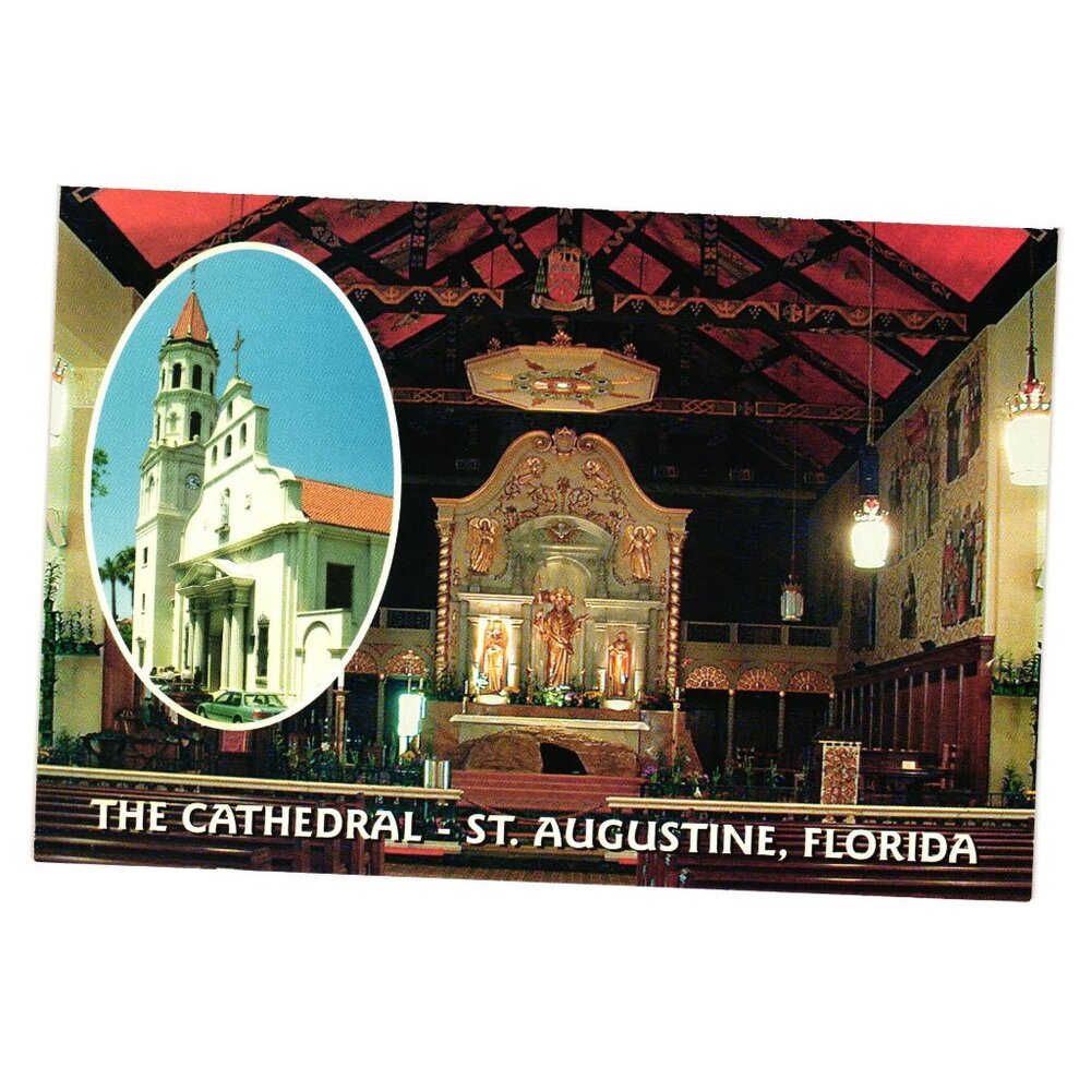 Vintage St Augustine Cathedral Postcard Church Religion Tourism Florida Souvenir